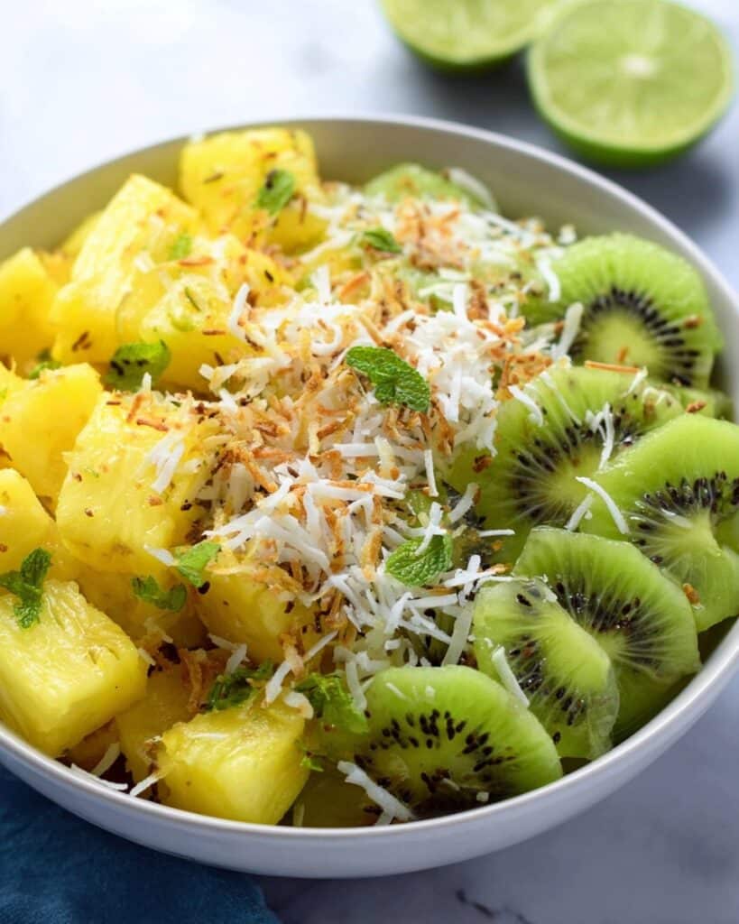 Pineapple Kiwi Salad with Toasted Coconut and Mint Recipe