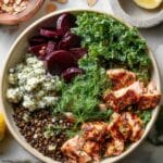 Salmon and Lentil Salad with Beets, Feta, and Dill Recipe