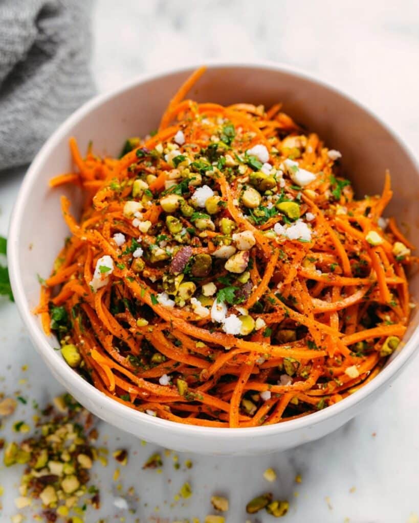 Ribbon Carrot Salad with Pistachios, Herbs, and Lemon Dressing Recipe