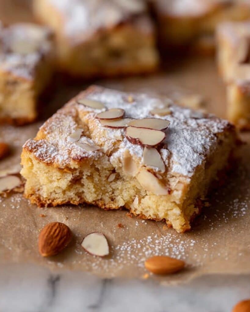 Almond Croissant Blondies with Frangipane and Sliced Almond Topping Recipe