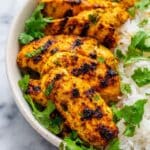 Grilled Tandoori Chicken with Cilantro Yogurt Dipping Sauce Recipe