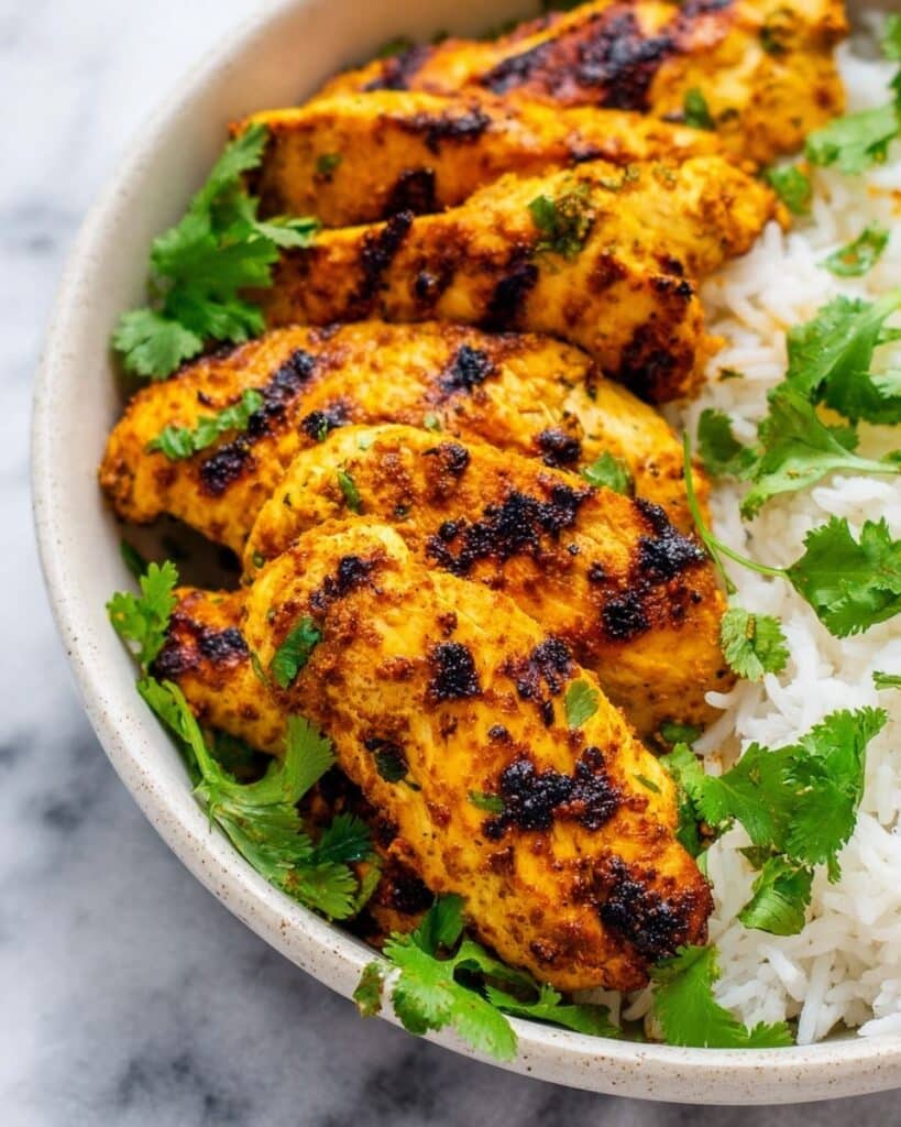 Grilled Tandoori Chicken with Cilantro Yogurt Dipping Sauce Recipe
