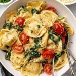 Cheese Tortellini with Garlic White Wine Sauce Recipe