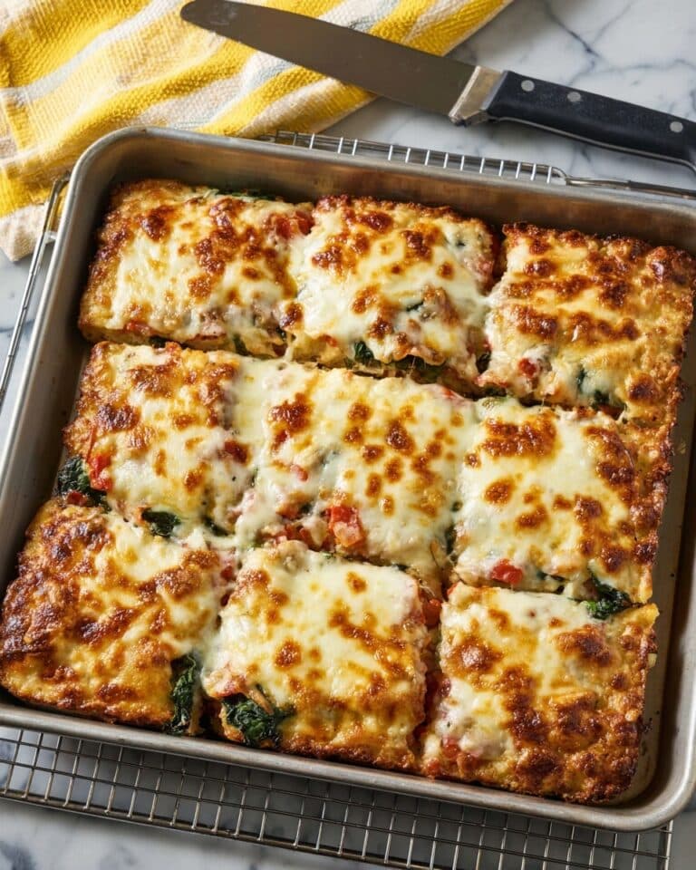 Keto Sheet Pan Pizza with Sausage, Vegetables, and Cheese Recipe
