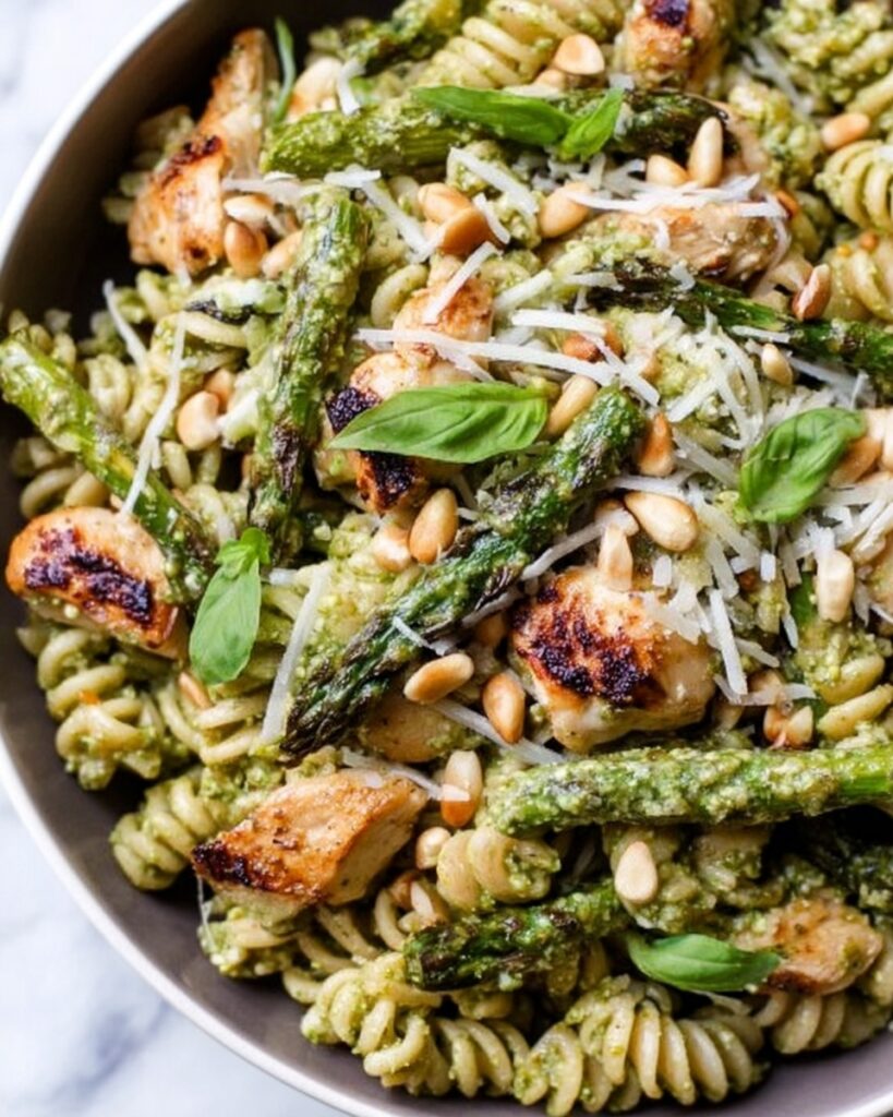 Grilled Chicken and Asparagus Pesto Pasta Recipe