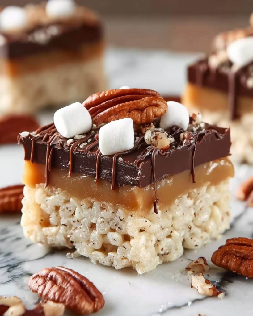 Caramel Turtle Rice Krispie Treats Recipe