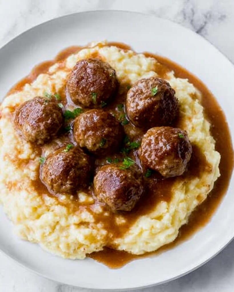 Salisbury Steak Meatballs with Mushroom Gravy Recipe