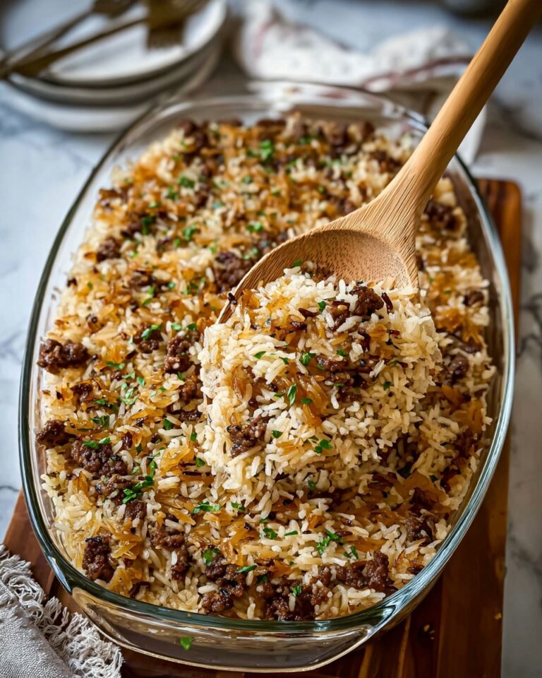 French Onion Ground Beef and Rice Casserole Recipe