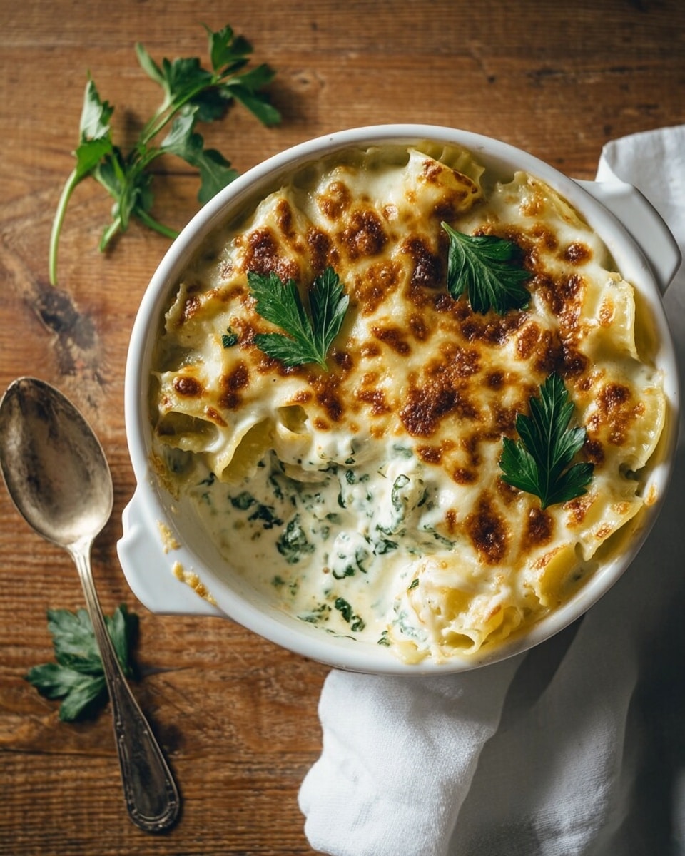 A white plate holds a serving of baked macaroni and cheese made with penne pasta. The first layer is penne pasta covered in creamy cheese sauce with a smooth, light yellow texture. On top is a thicker layer of melted cheese that is golden brown in spots from baking, bubbly and stretchy as a fork lifts some pasta, creating long strings of cheese pulling up from the plate. A small sprig of green parsley rests on the cheesy top layer for color contrast. Next to the plate on a white marbled surface is a slice of bread with a pale spread of butter sprinkled with green herbs. The rustic wood table adds warmth to the scene. photo taken with an iphone --ar 4:5 --v 7