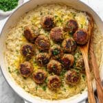 Sage Chicken Meatballs with Lemon Leek Orzo Recipe