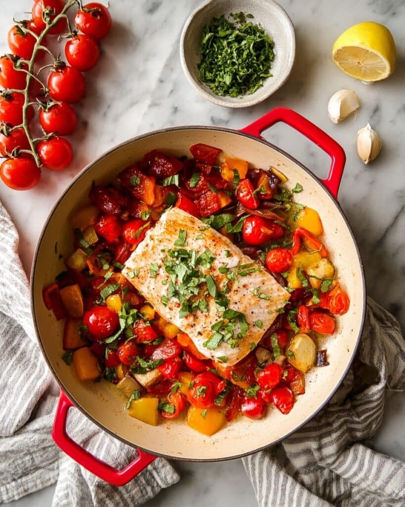 Baked Salmon with Cherry Tomatoes and Bell Peppers Recipe