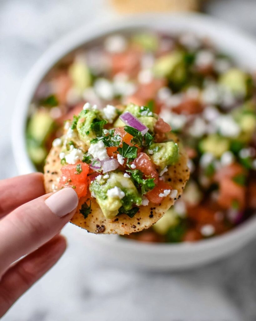 Creamy Avocado Feta Dip with Tomato and Herbs Recipe