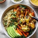 Roasted Veggie Bowl with Quinoa, Kale, and Golden Tahini Dressing Recipe