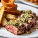 Blue Cheese Crusted Steak with Balsamic Shallots Recipe