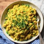 Easy Vegan Curried Quinoa with Coconut Milk and Peas Recipe