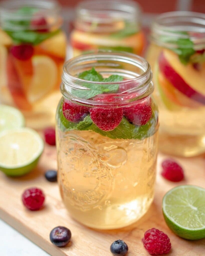Green Tea Soda with Fresh Fruit and Mint Recipe