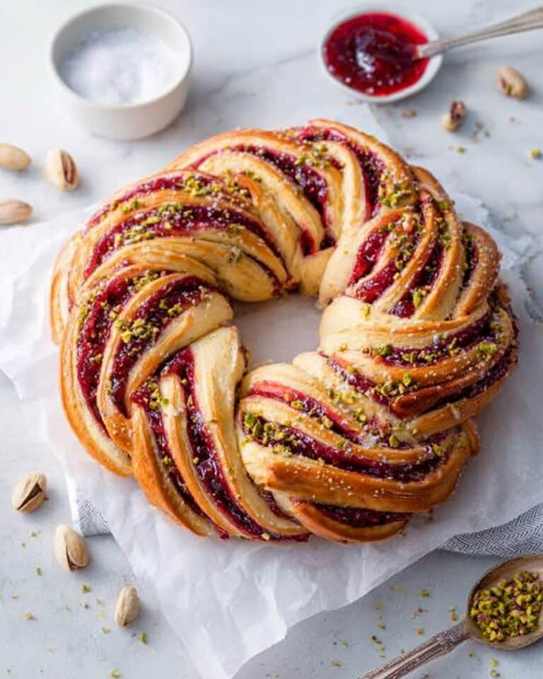 Raspberry and Pistachio Wreath Recipe