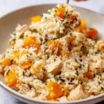 Cheesy Chicken, Butternut Squash and Cauliflower Rice Skillet Recipe