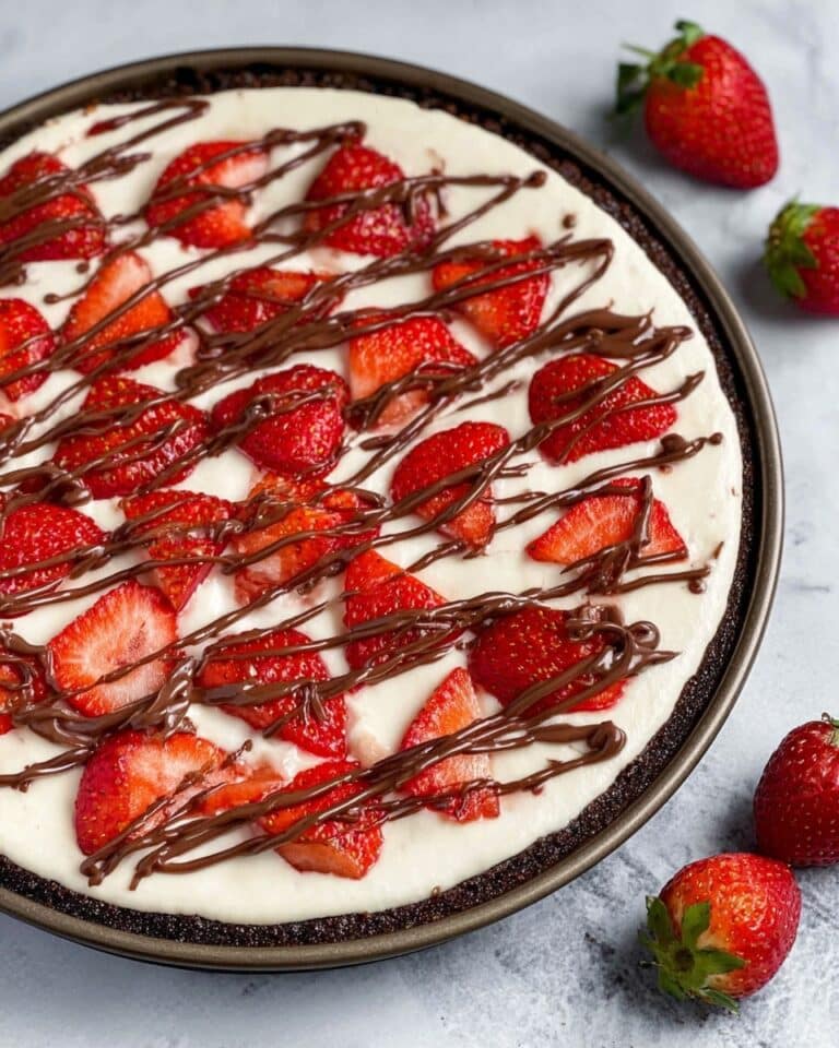Easy Brownie Pizza with Strawberry Frosting and Chocolate Drizzle Recipe
