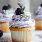 Vanilla Cupcakes with Blackberry Jam Filling and Lavender Frosting Recipe