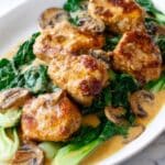 Easy Smothered Chicken With Bok Choy and Mushrooms Recipe