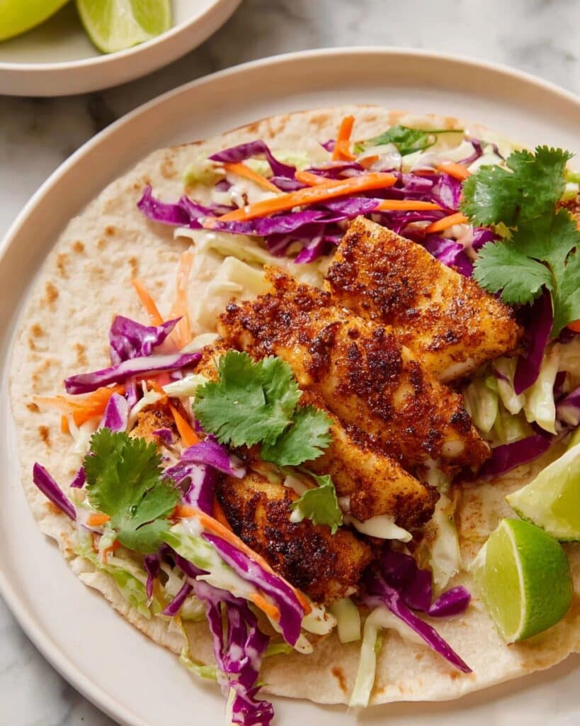 Air Fryer Fish Tacos with Cilantro Lime Slaw Recipe