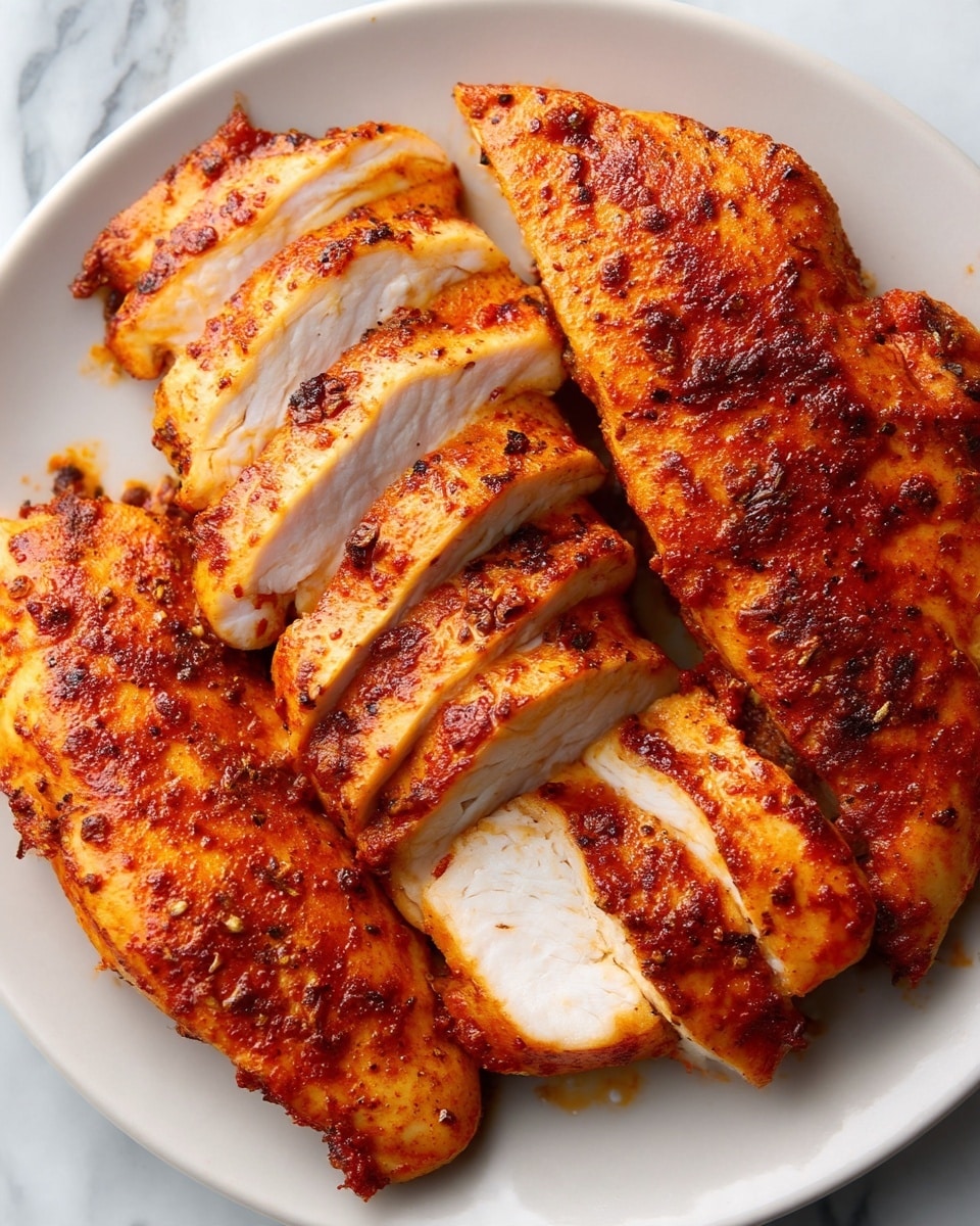 A white plate with several pieces of cooked chicken arranged closely together. The chicken has a reddish-brown color with visible spices and a slightly crispy texture on the outside. One piece in the middle is sliced into even sections, showing the white juicy inside. The surface underneath is a white marbled texture. photo taken with an iphone --ar 4:5 --v 7