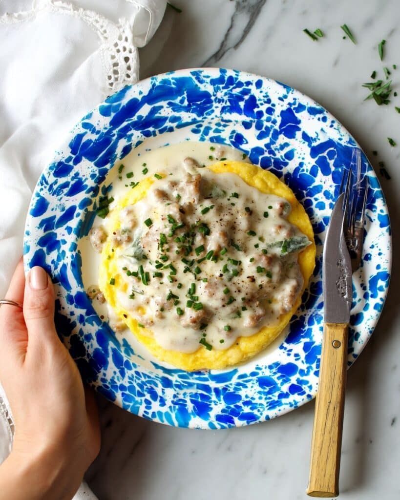 Cornbread Biscuits with Green Chili Sausage Gravy Recipe