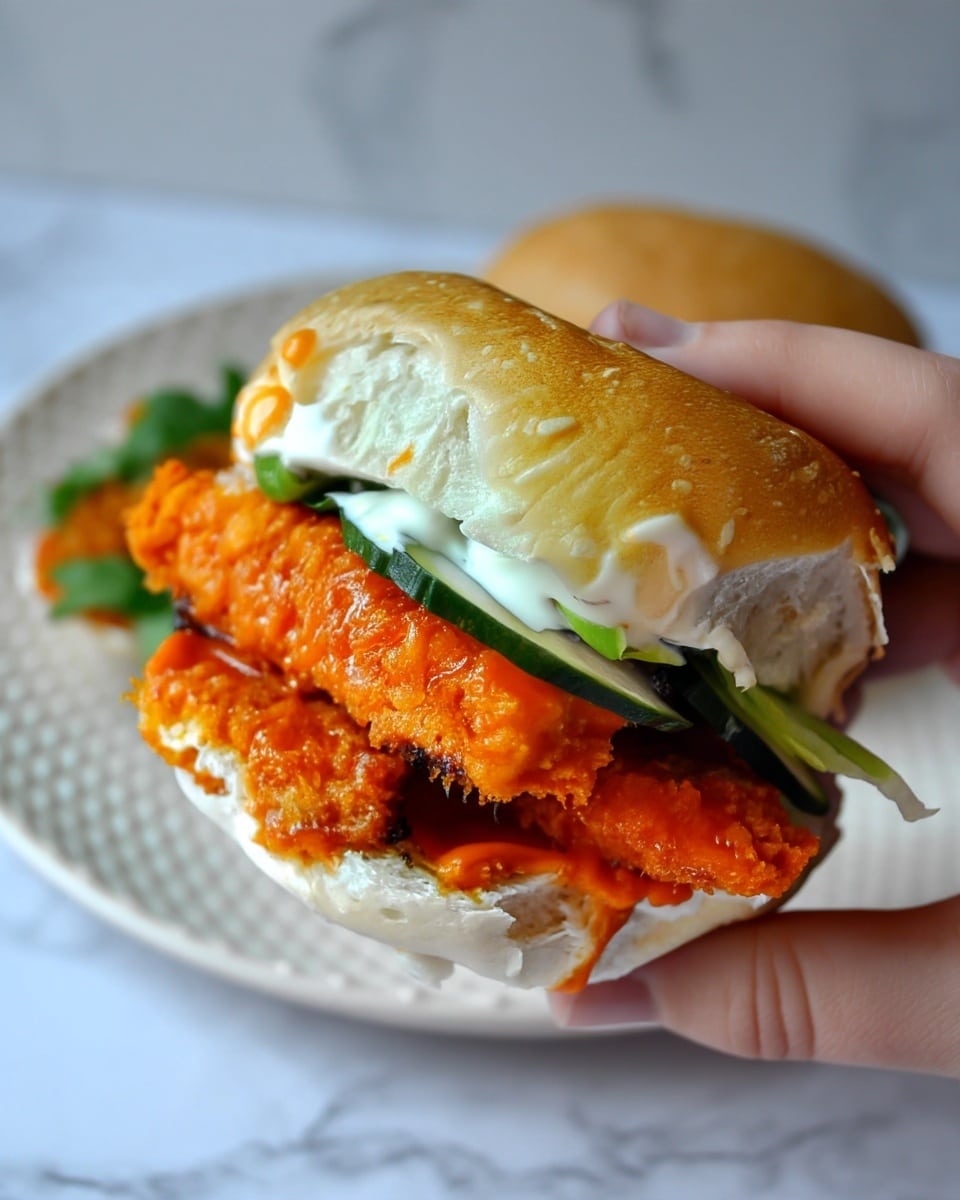 Vegan Garlic Buffalo Tofu Sandwich Recipe