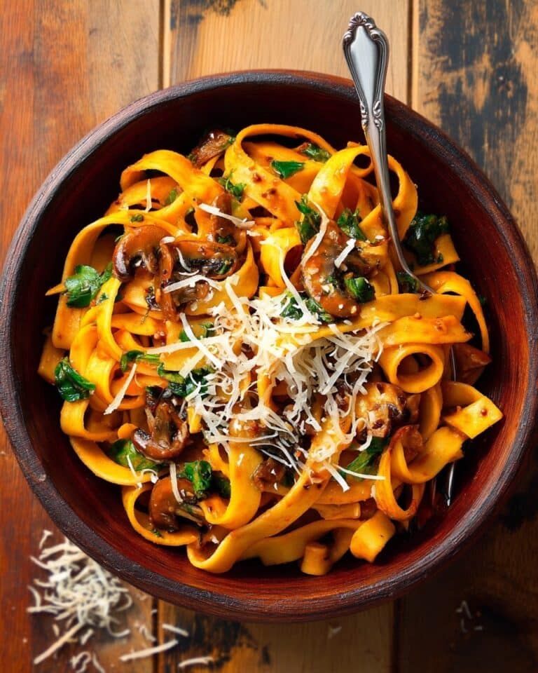 Creamy Vegan Tomato, Mushroom, and Spinach Fettuccine Recipe