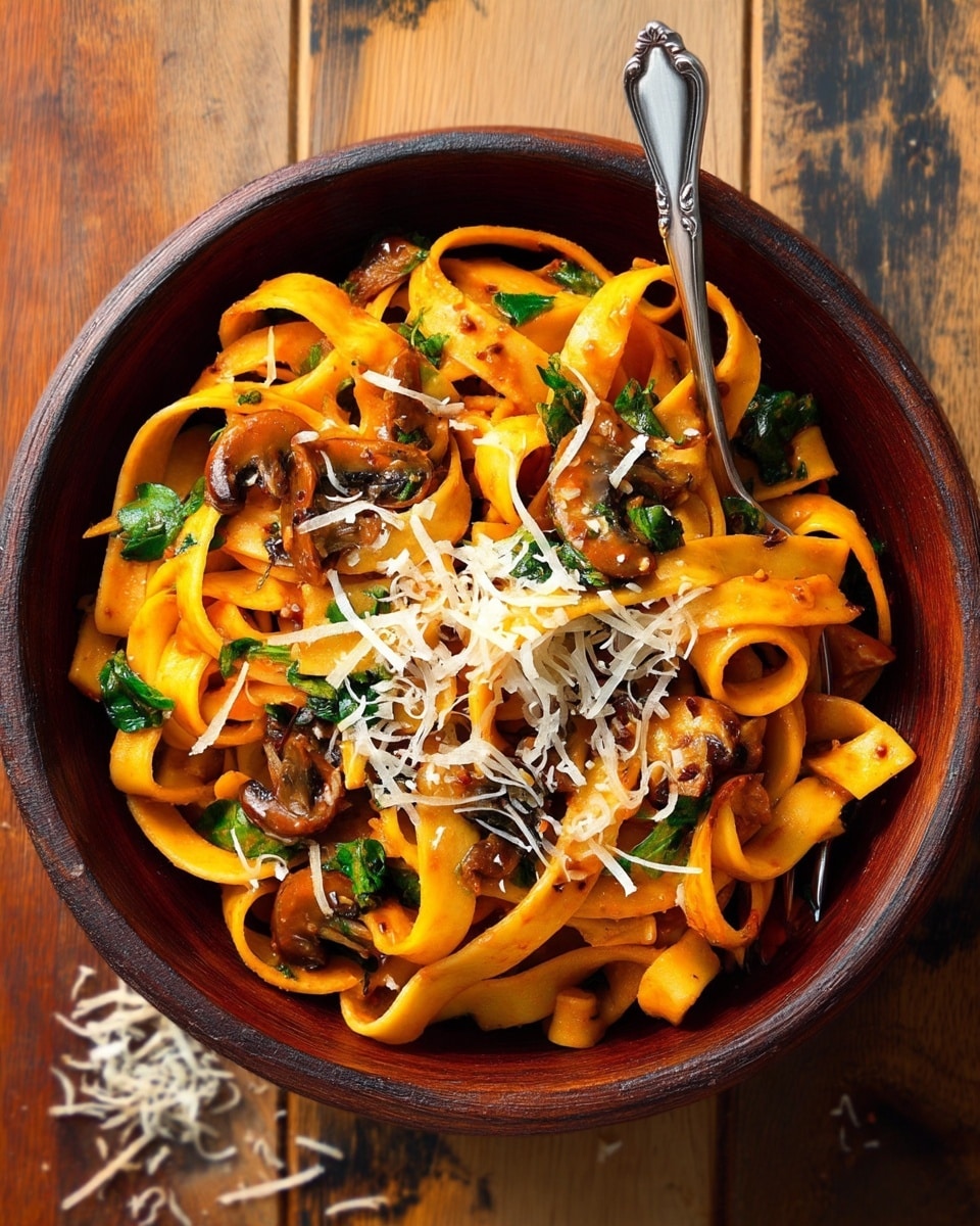 Creamy Vegan Tomato, Mushroom, and Spinach Fettuccine Recipe